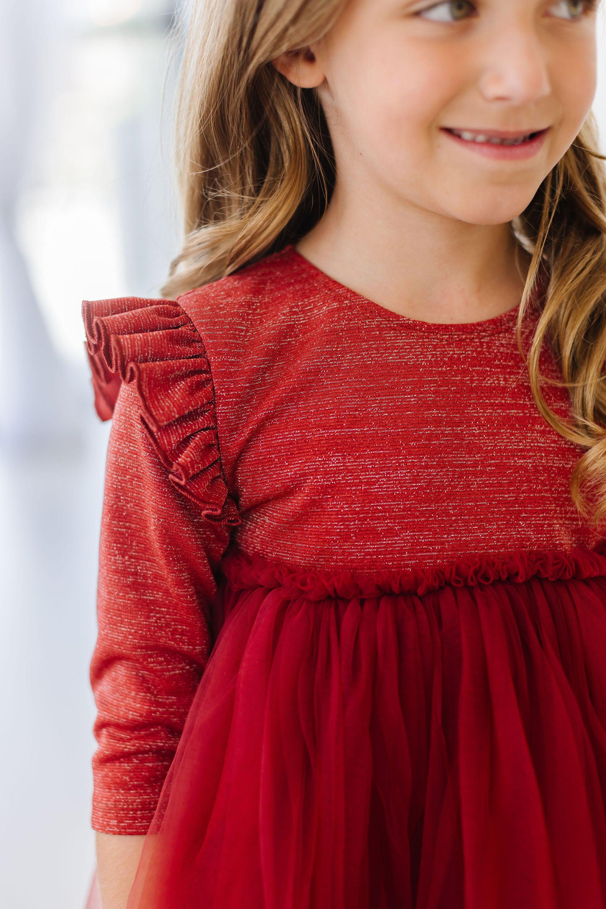 RED SHIMMER TUTU DRESS (4T)