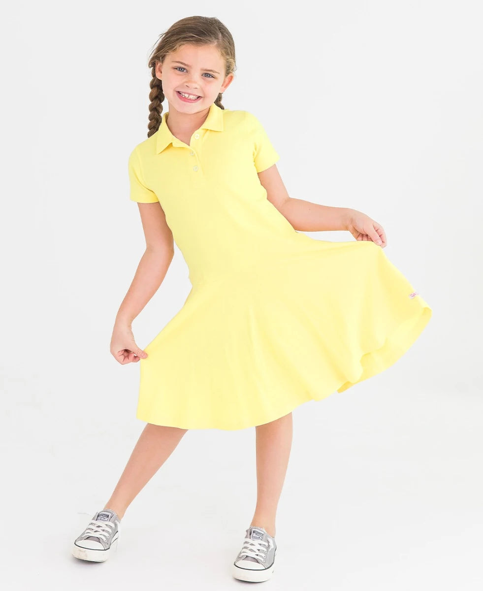 YELLOW PIQUE POLO DRESS