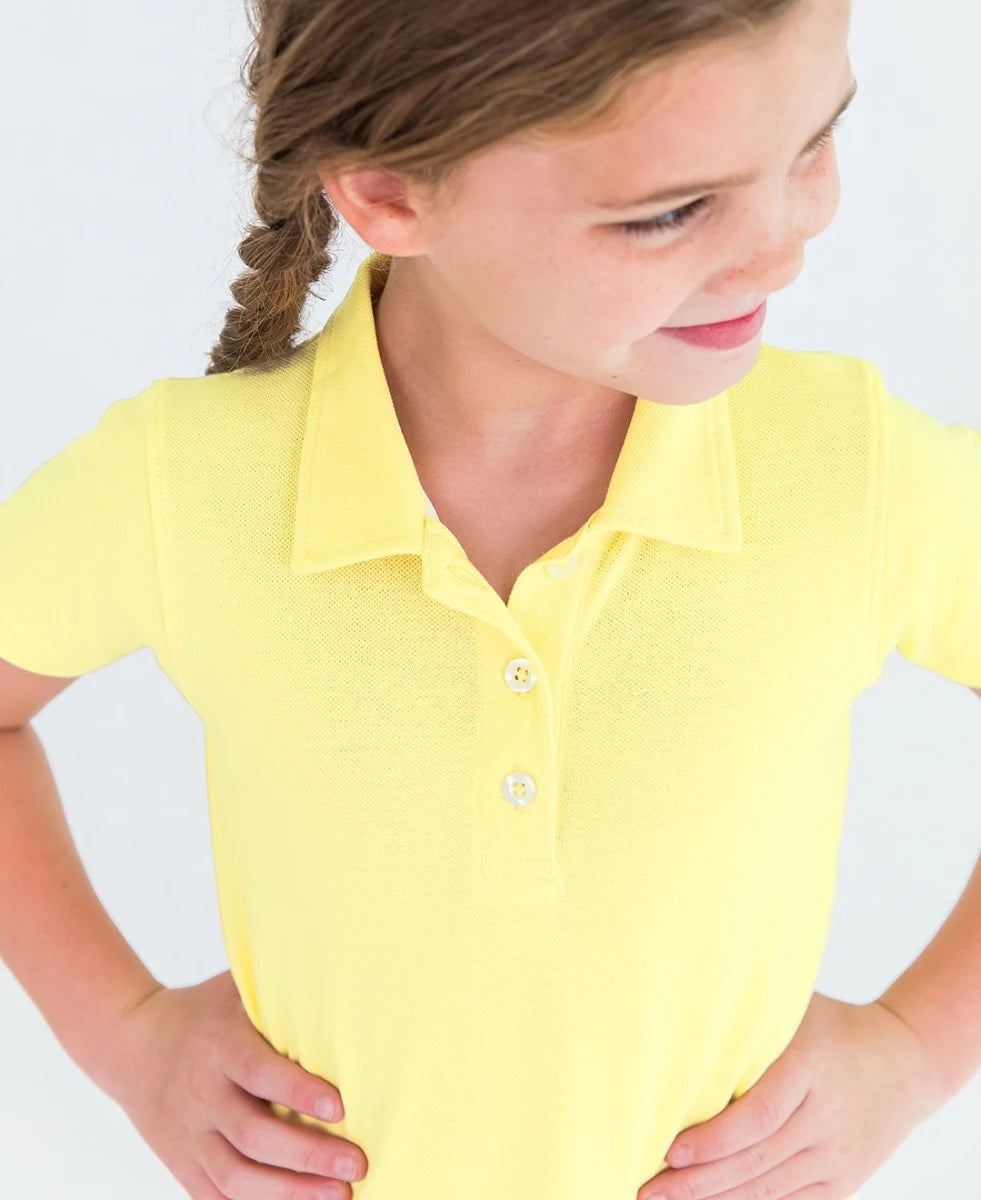 YELLOW PIQUE POLO DRESS
