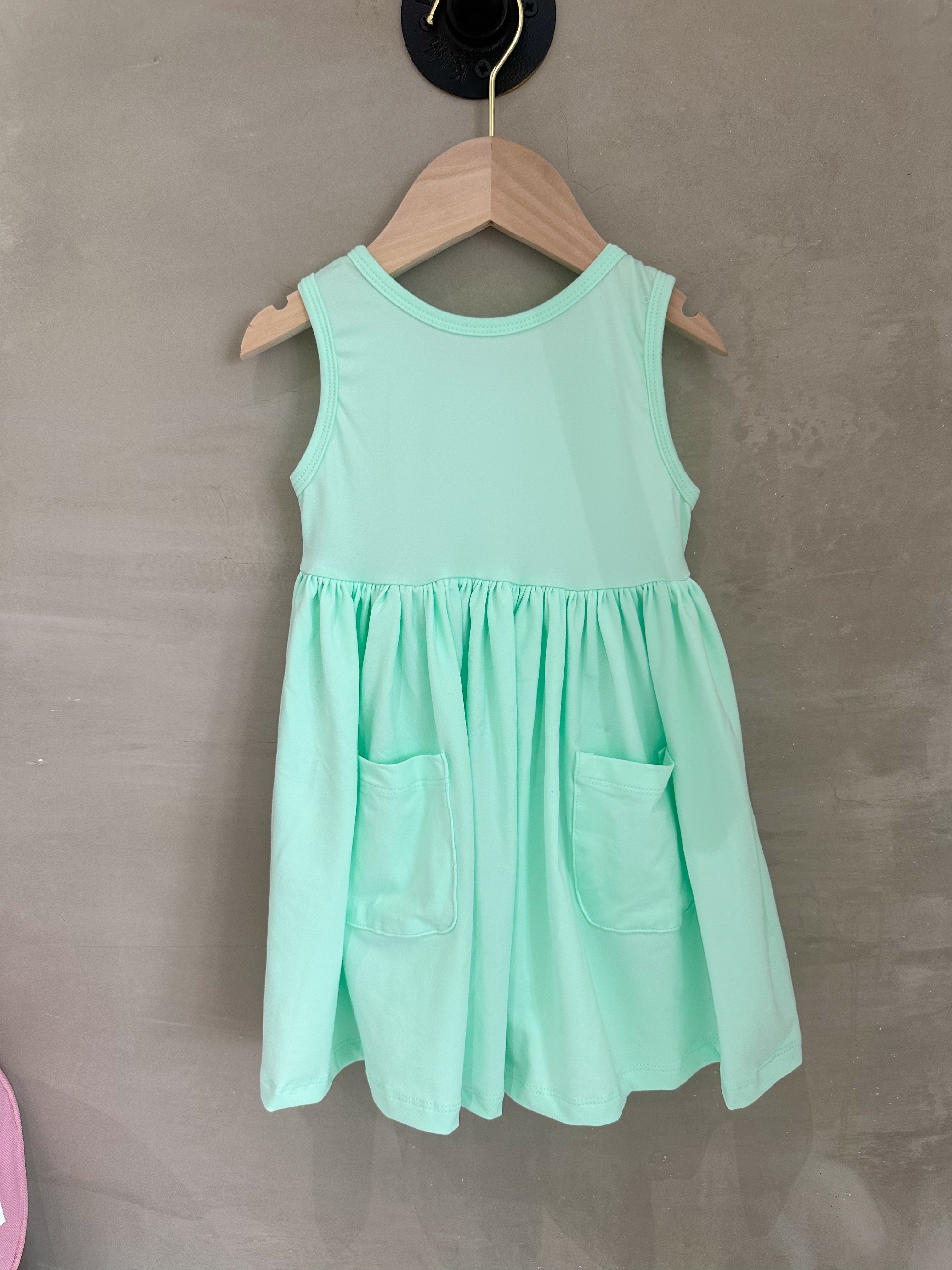 Pastel Green Tank Pocket Twirl Dress