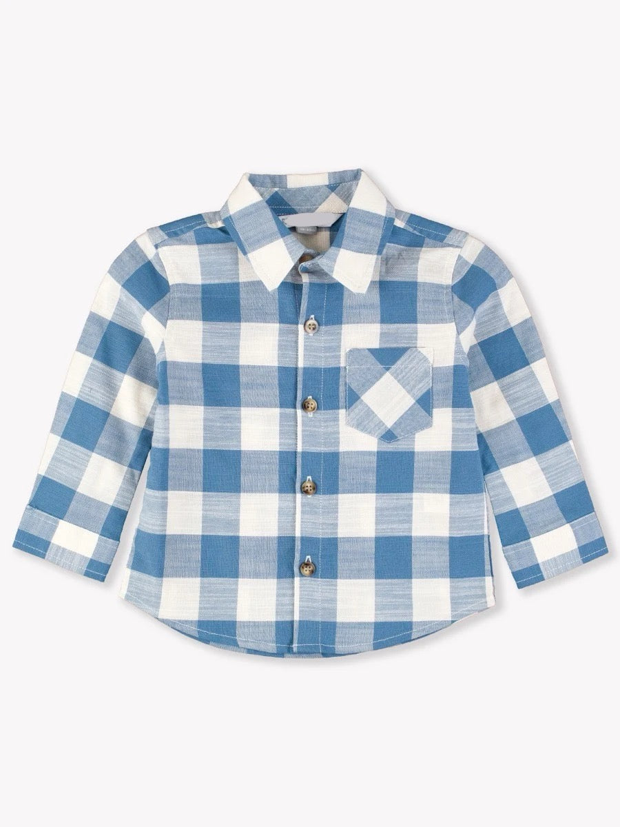 Countryside Blue Plaid Longe Sleeve button down