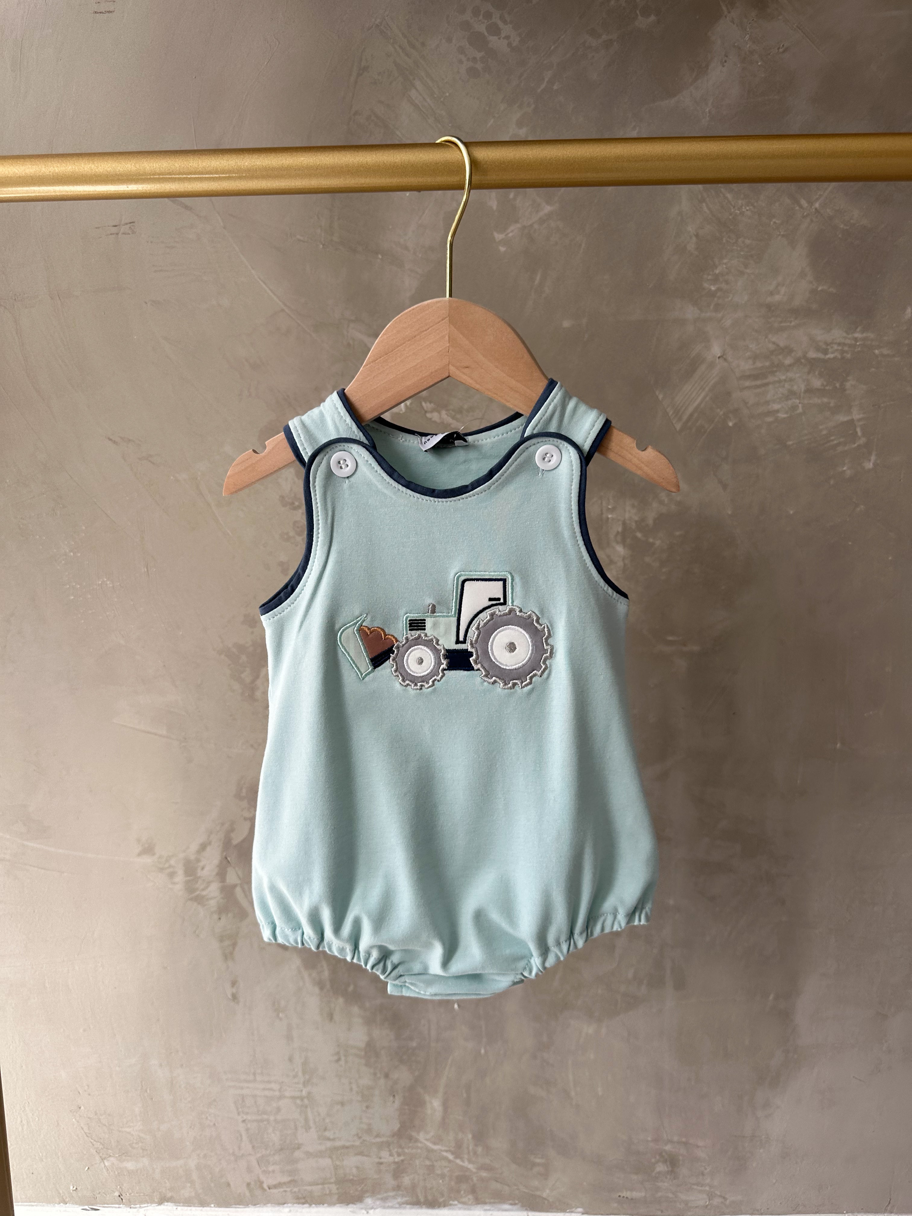 EXCAVATOR EMBROIDERY ROMPER