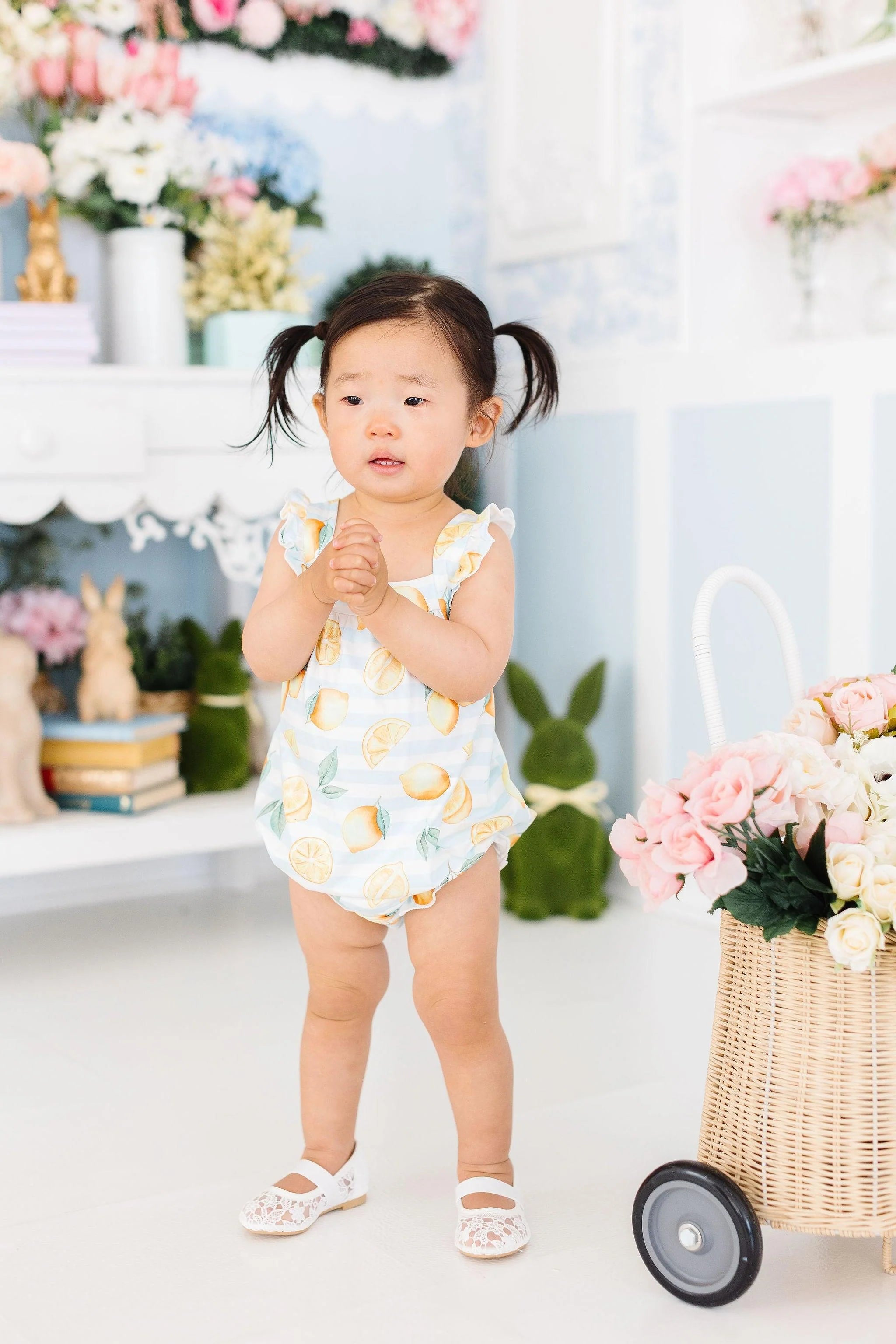 Lemons Ruffle Cross Back Romper
