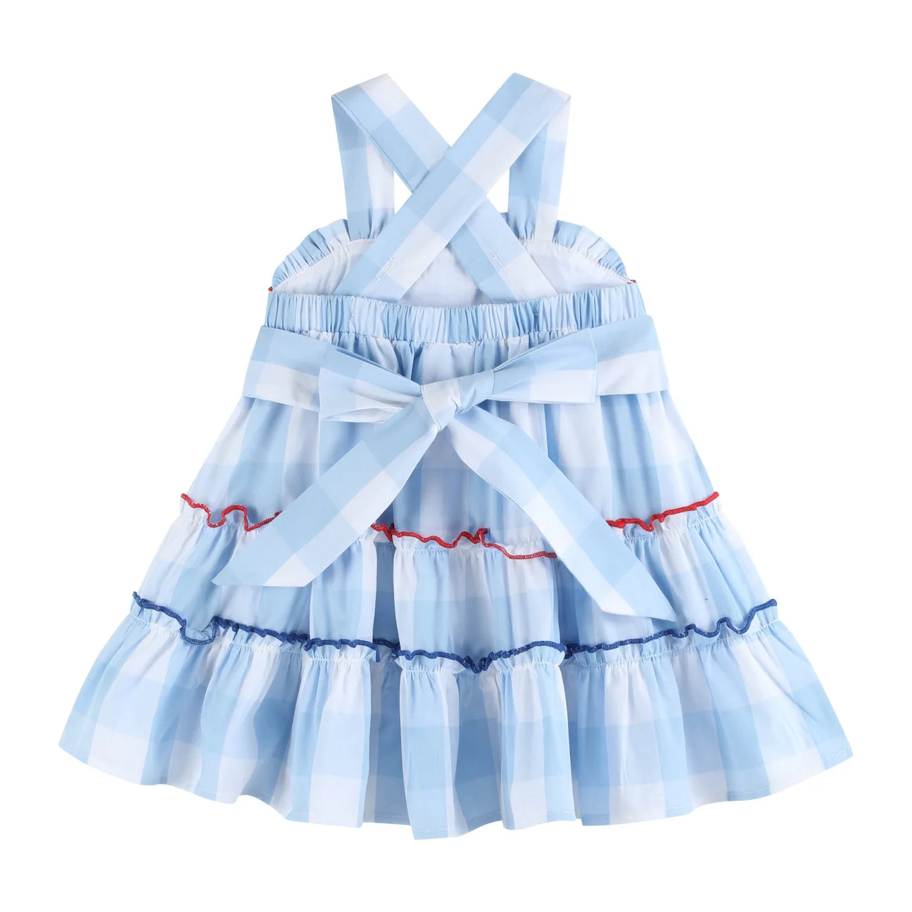 Blue gingham layered sundress