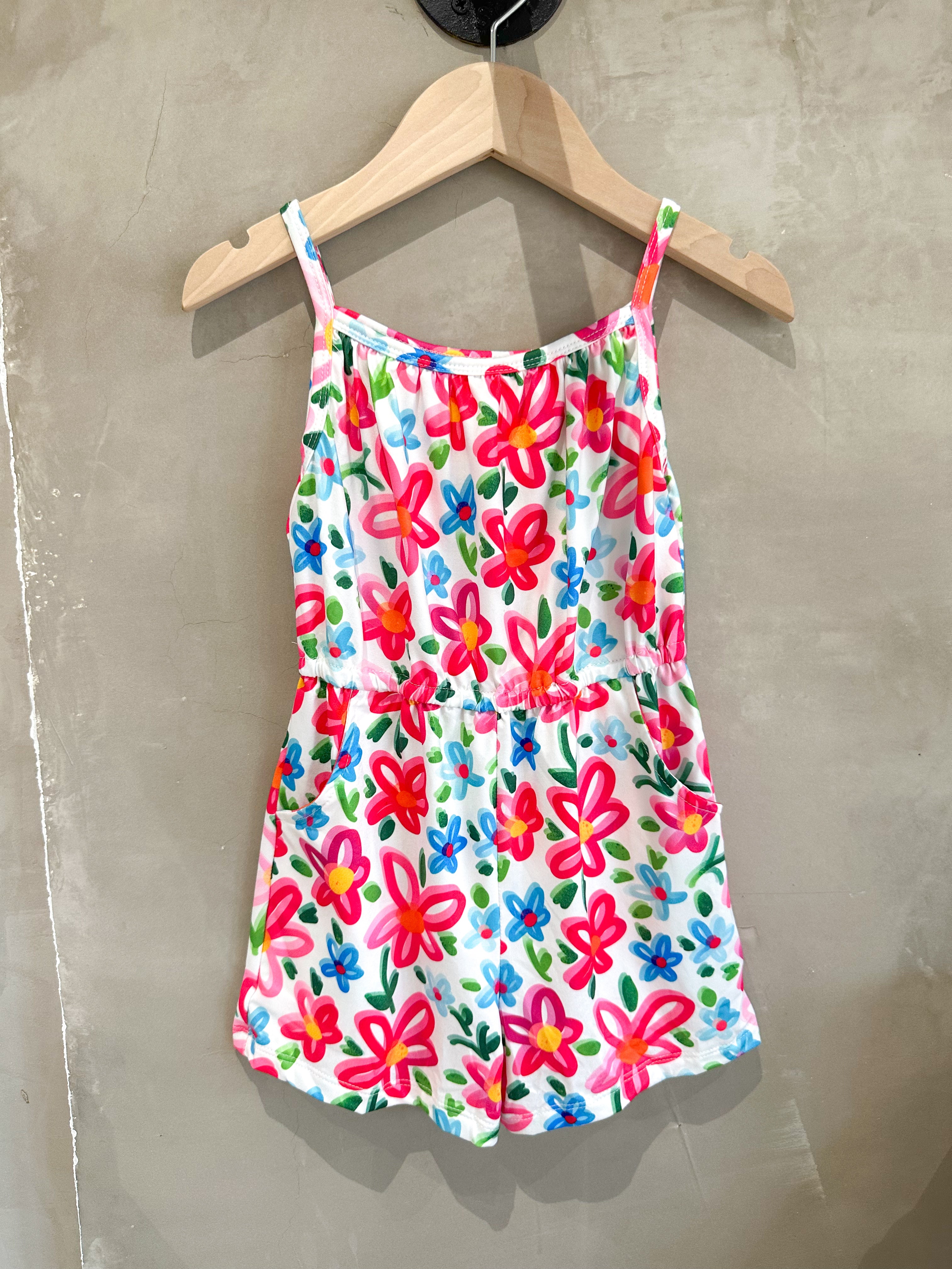 NEON FLORAL STRAPPY ROMPER