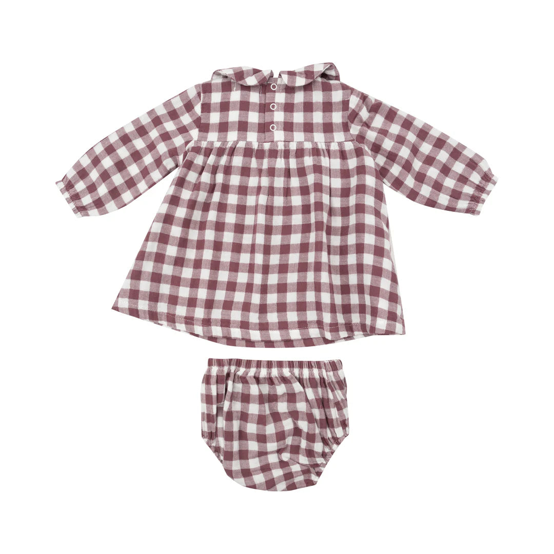PETER PAN COLLAR DRESS & BLOOMER SET - PLUM
