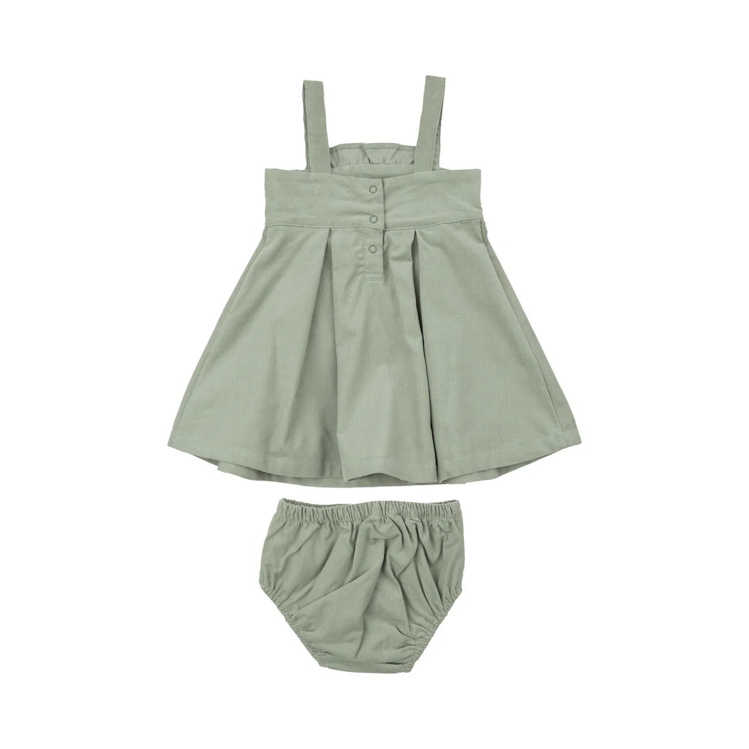 CORDUROY DESERT SAGE DRESS W/ BLOOMER (18-24M)