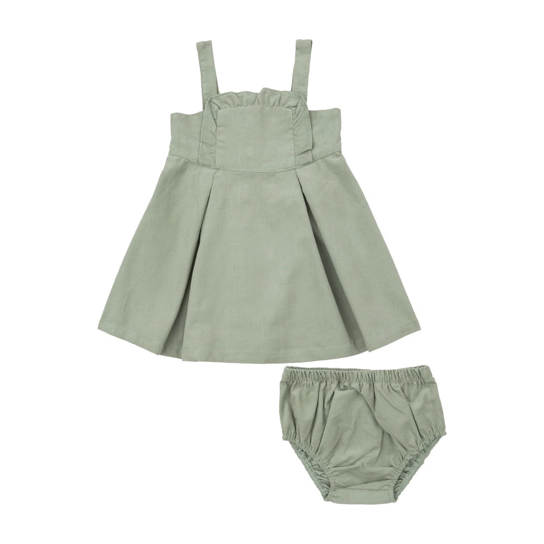CORDUROY DESERT SAGE DRESS W/ BLOOMER (18-24M)