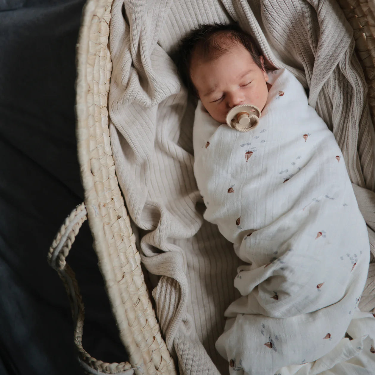 Organic Cotton Muslin Swaddle Blanket (whales)
