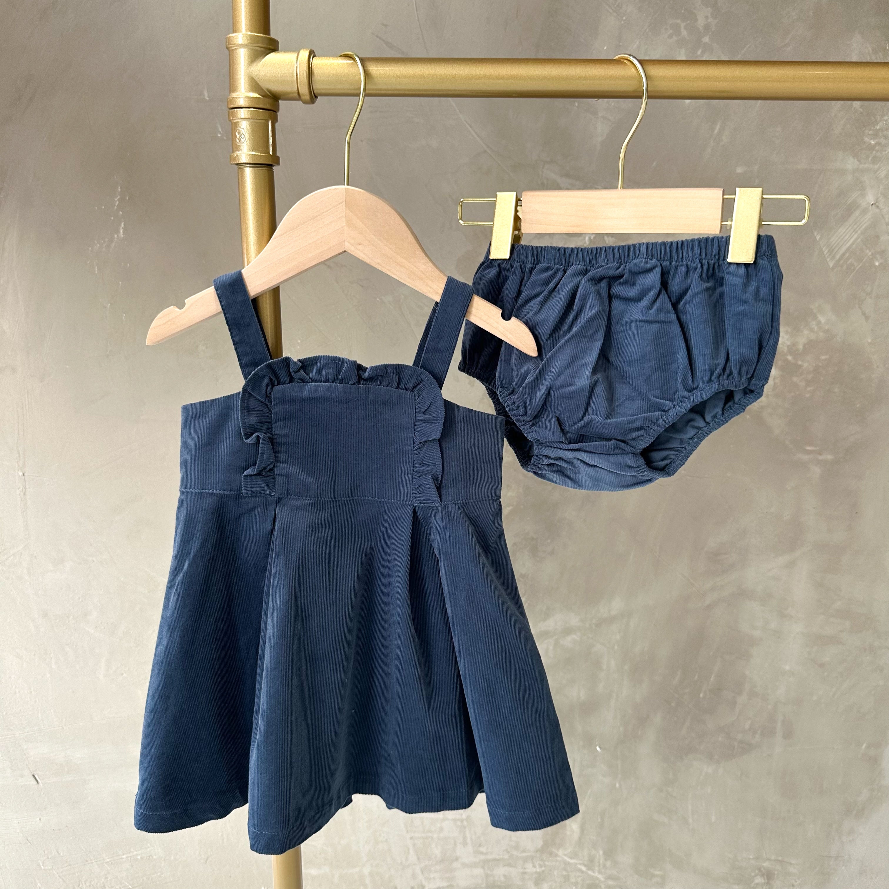 CORDUROY NAVY DRESS W/ BLOOMER (18-24M)