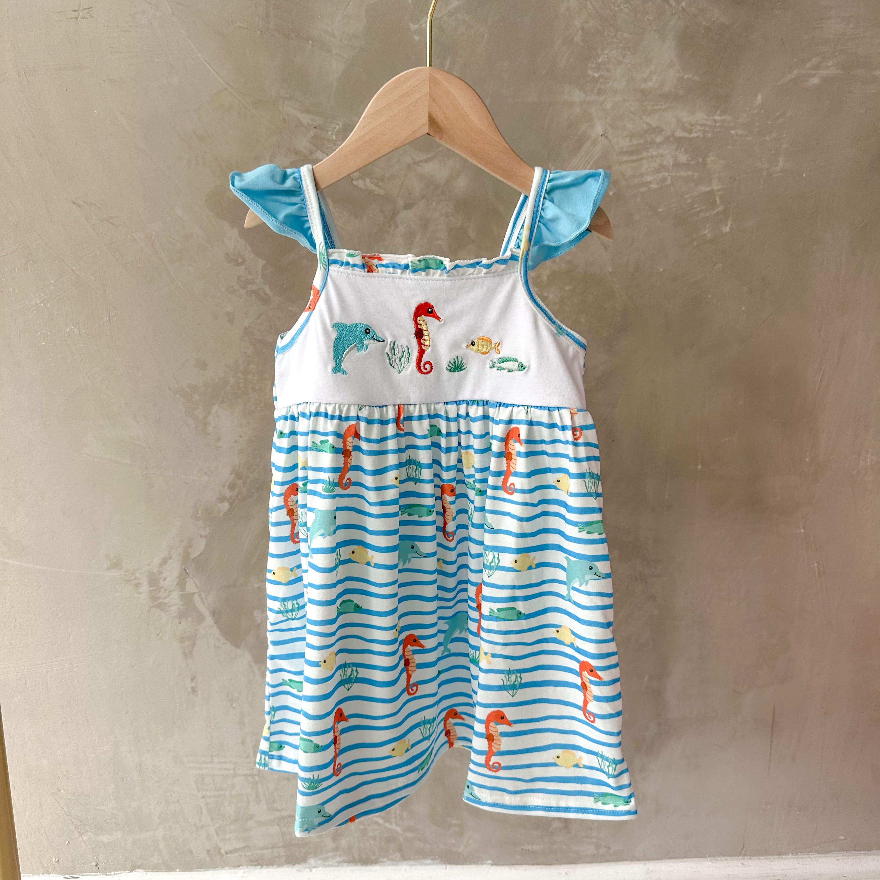 marine creature embroidery dress