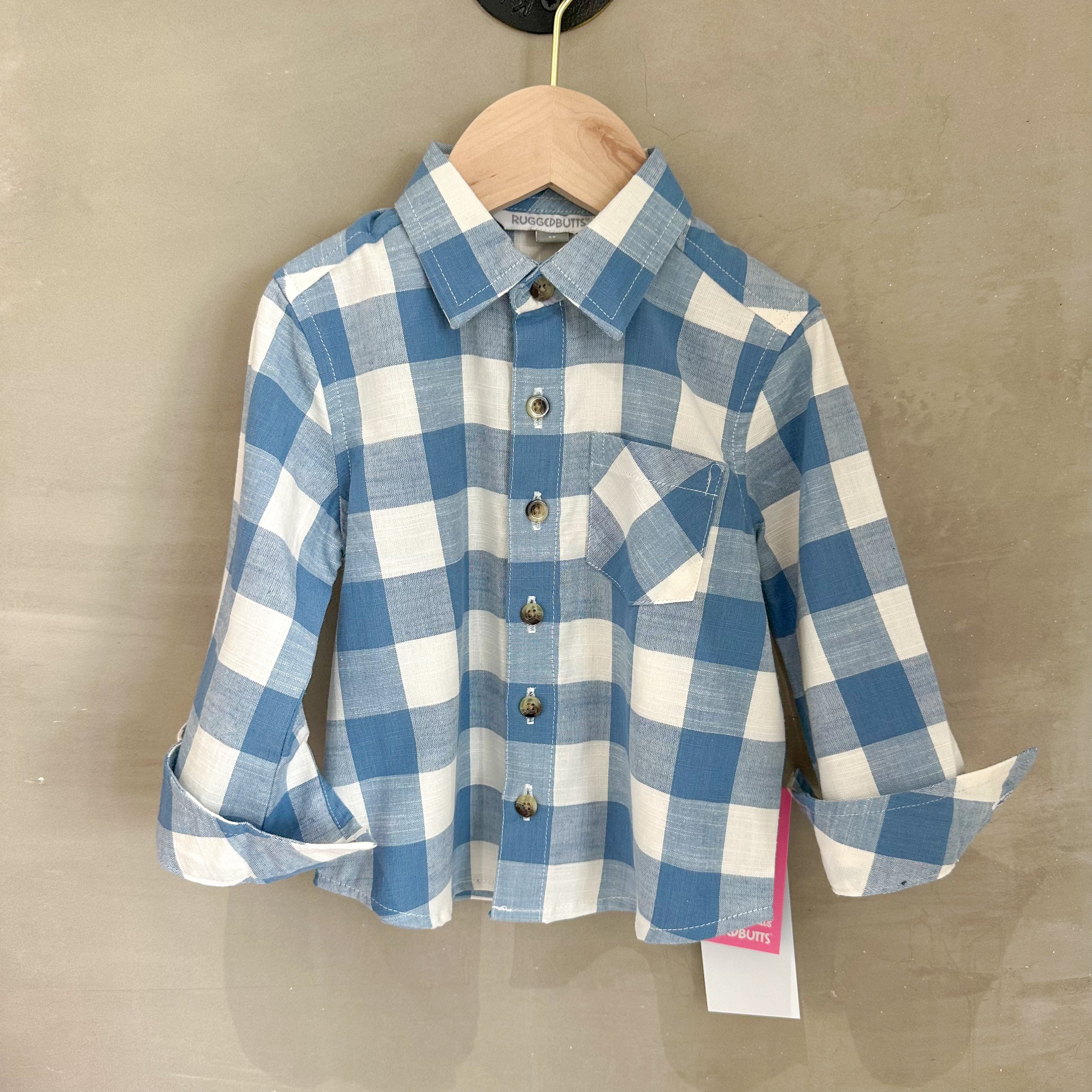 Countryside Blue Plaid Longe Sleeve button down