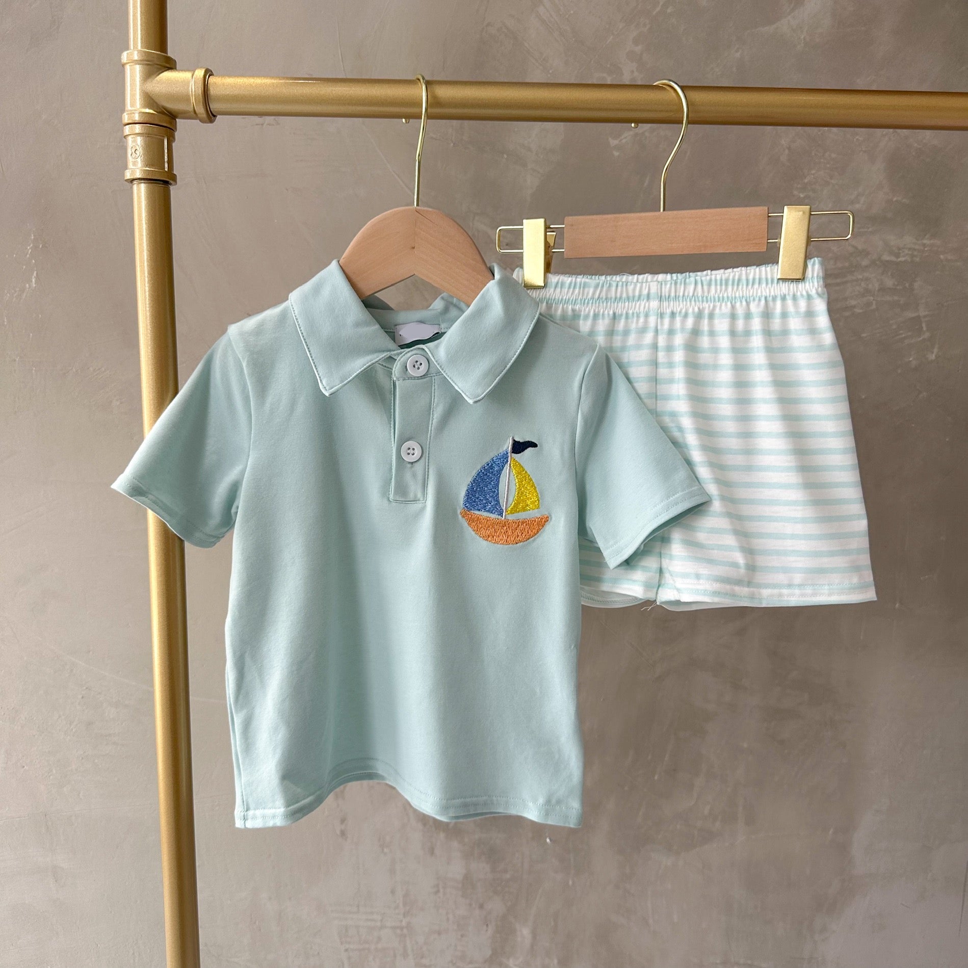 SAILBOAT EMBROIDERY POLO SET