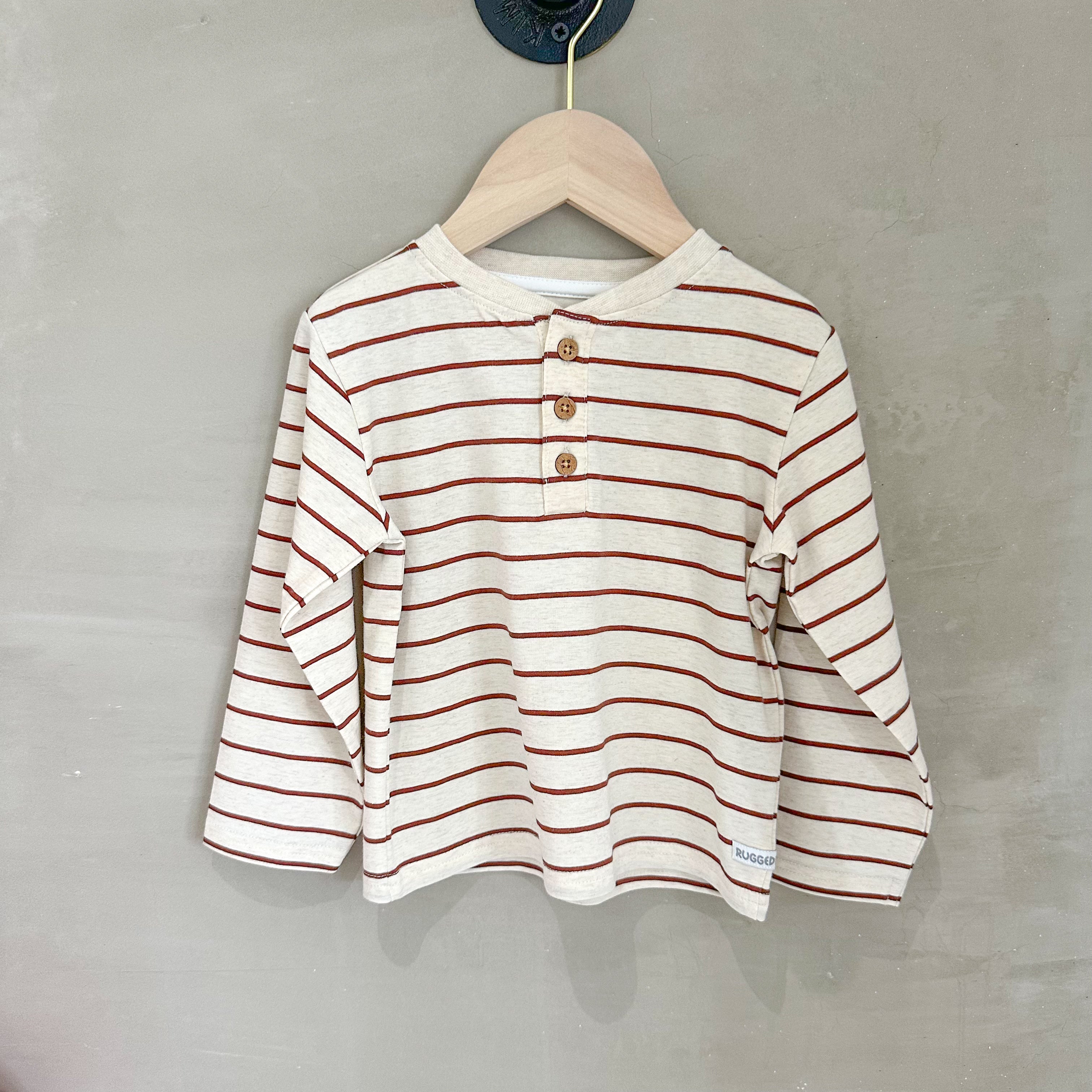 OATMEAL STRIPE LONG SLEEVE HENLEY