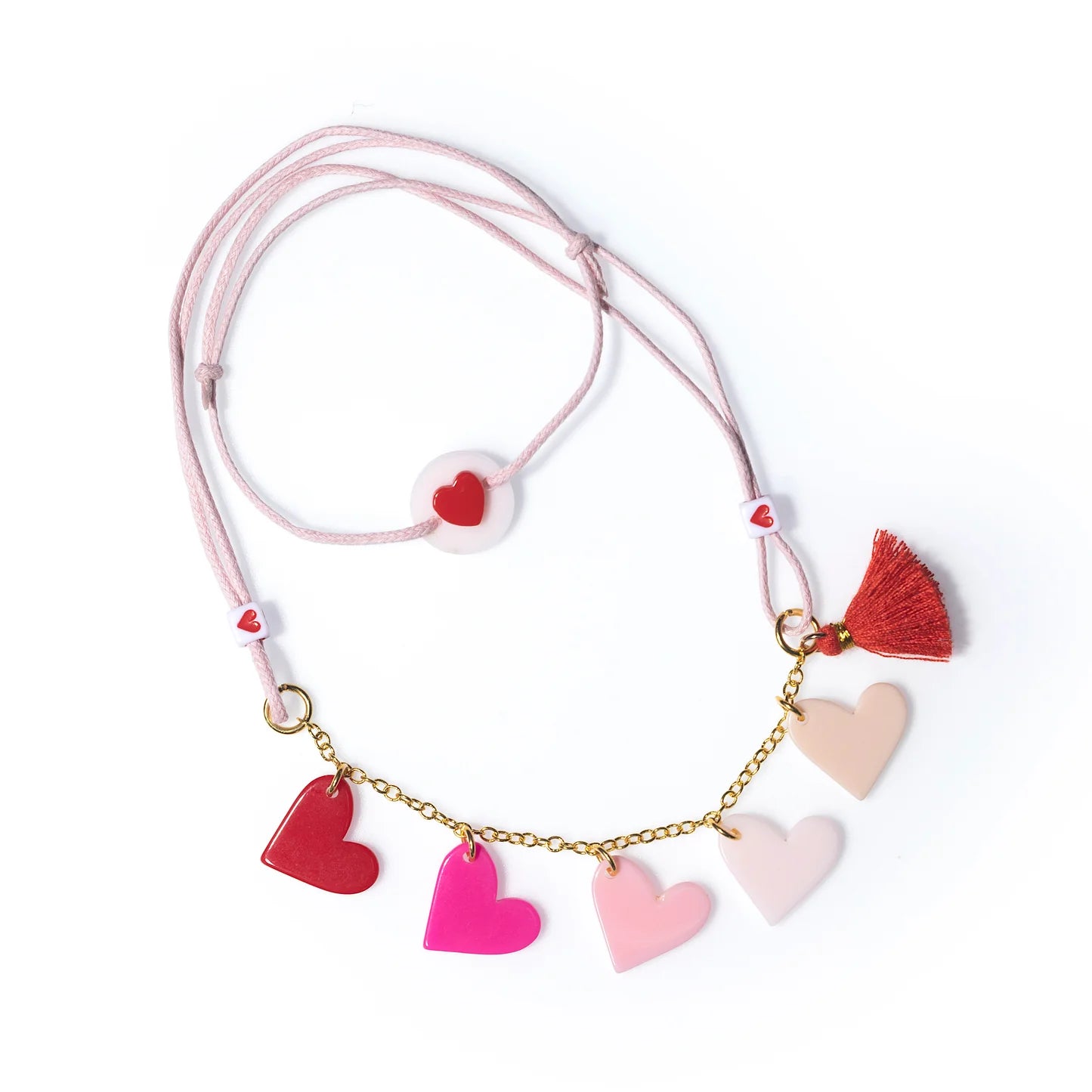 Multi Hearts Pink Shades Necklace