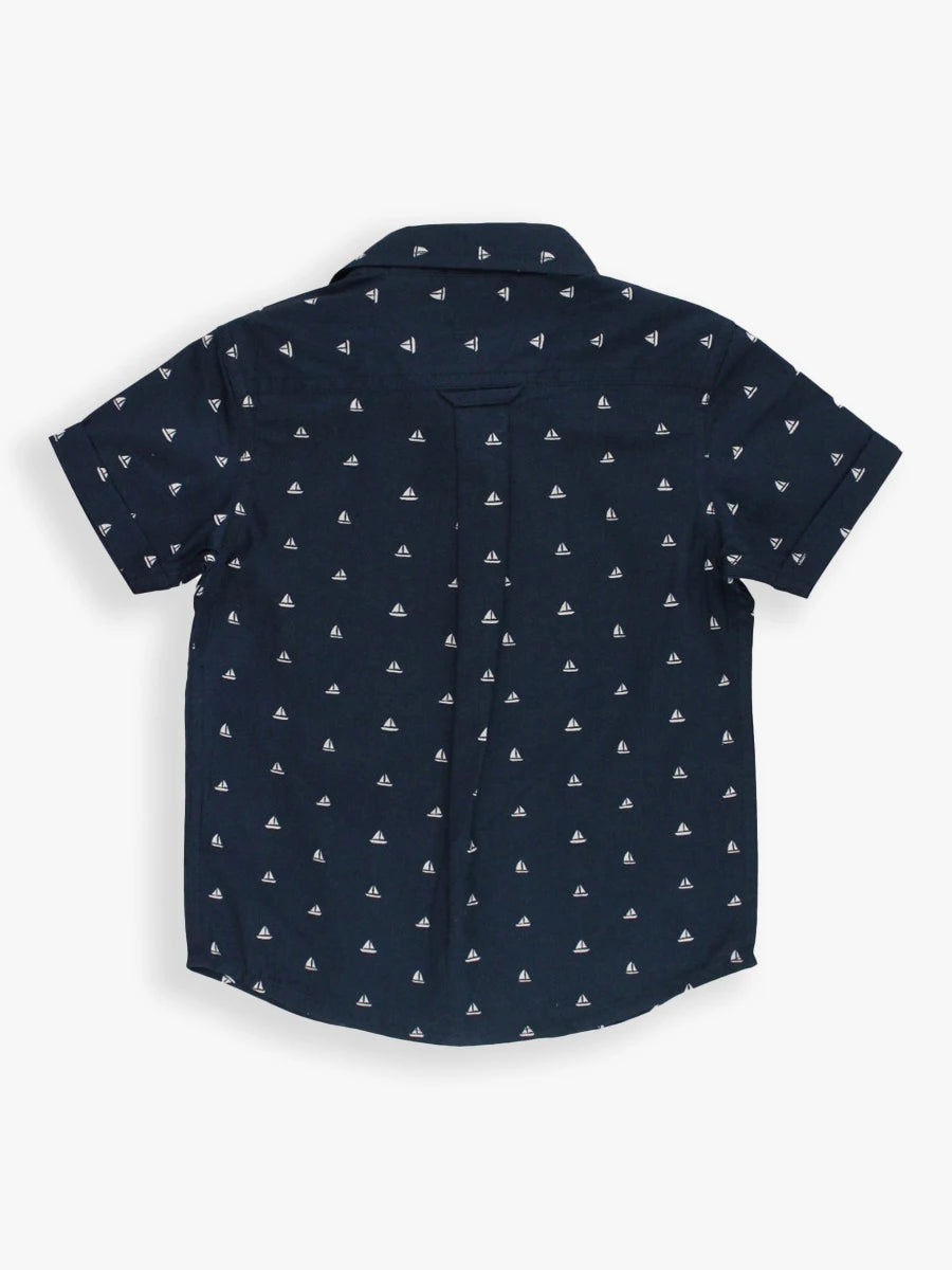 NAVY SAILBOAT BUTTON DOWN SHIRT