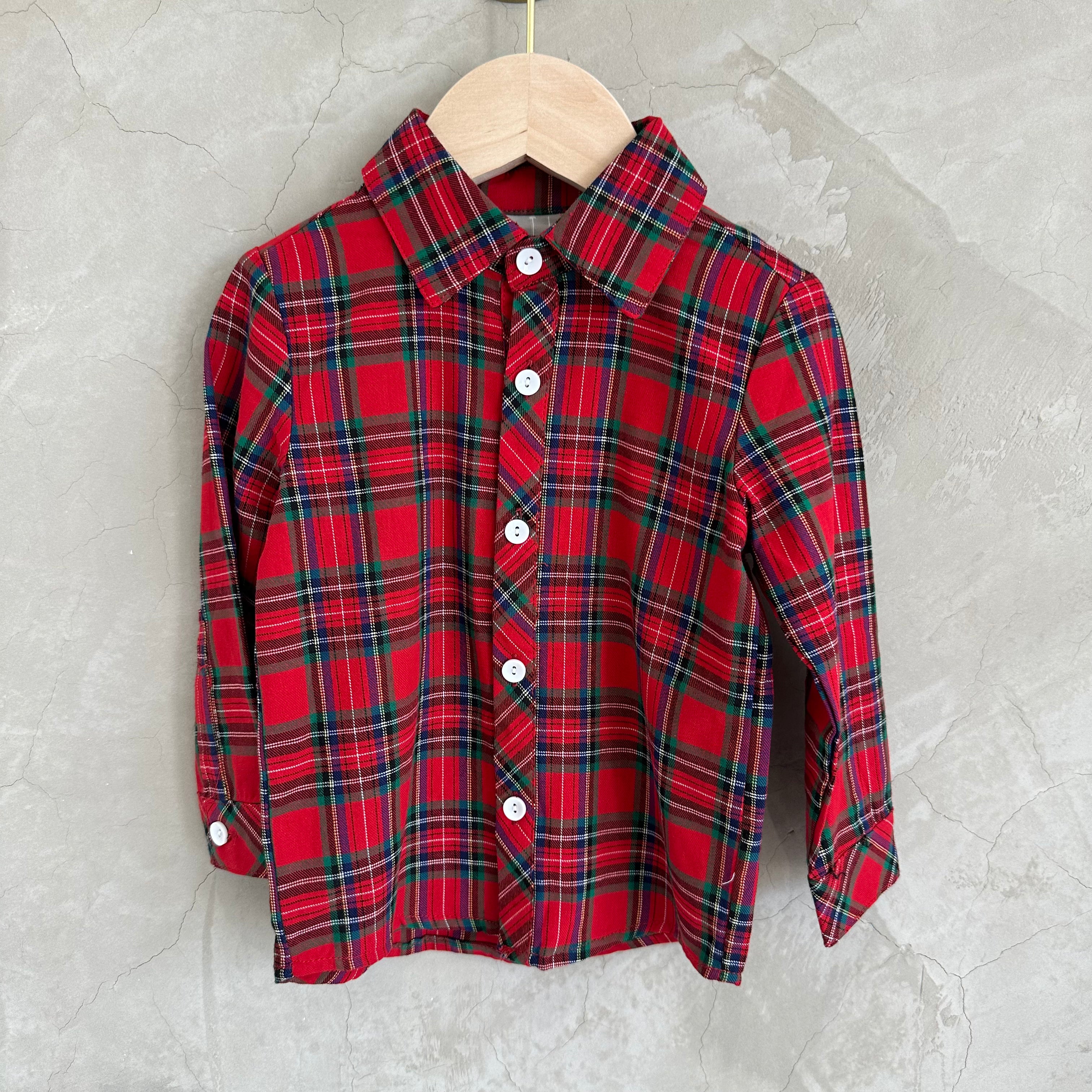 RED PLAID BUTTON DOWN (18-24M)