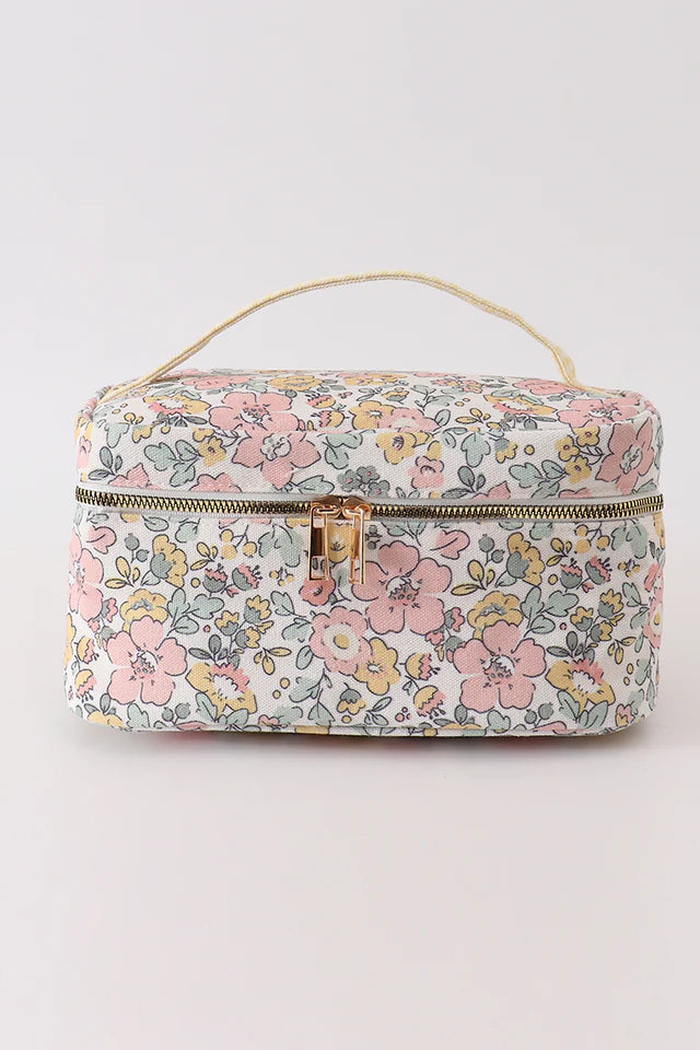 YELLOW FLORAL MAKEUP BAG