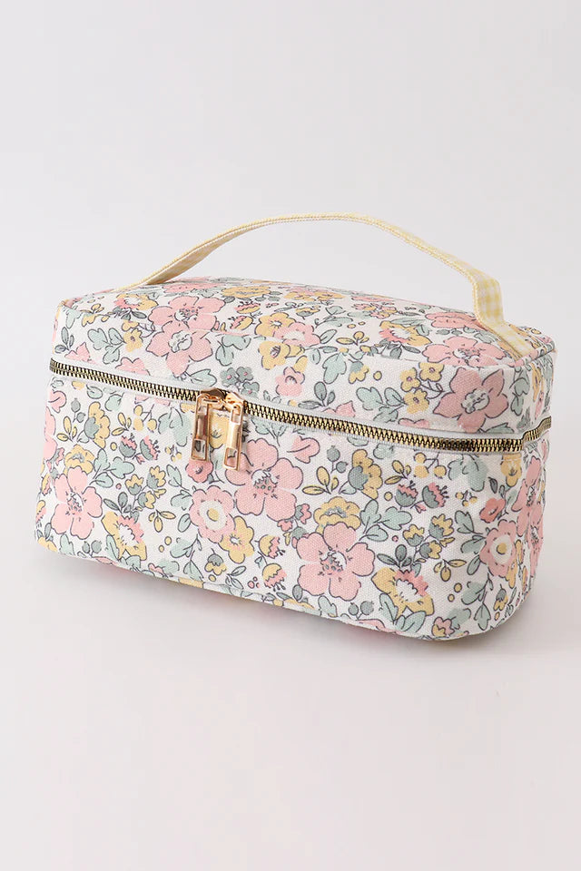 YELLOW FLORAL MAKEUP BAG