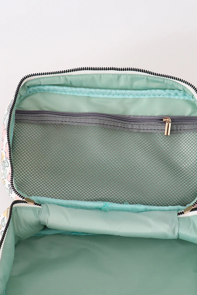 YELLOW FLORAL MAKEUP BAG