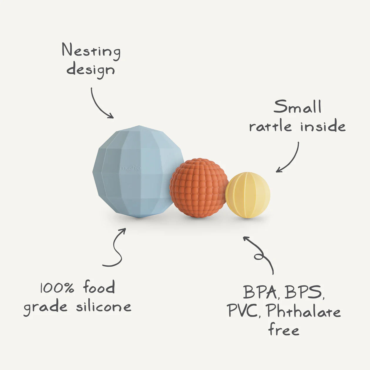 NESTING SPHERES SENSORY TOYS - (blush)