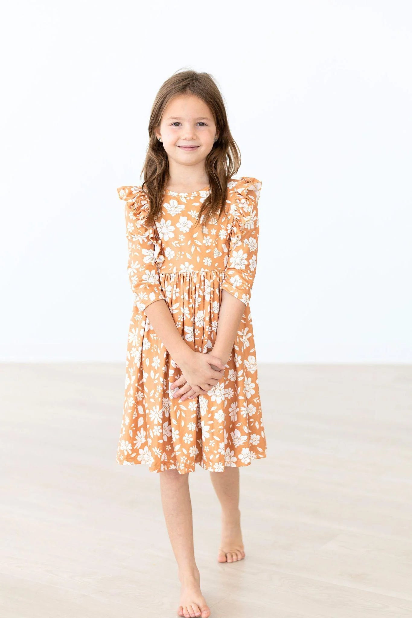 GOLDEN BLOOMS RUFFLE DRESS (2T)