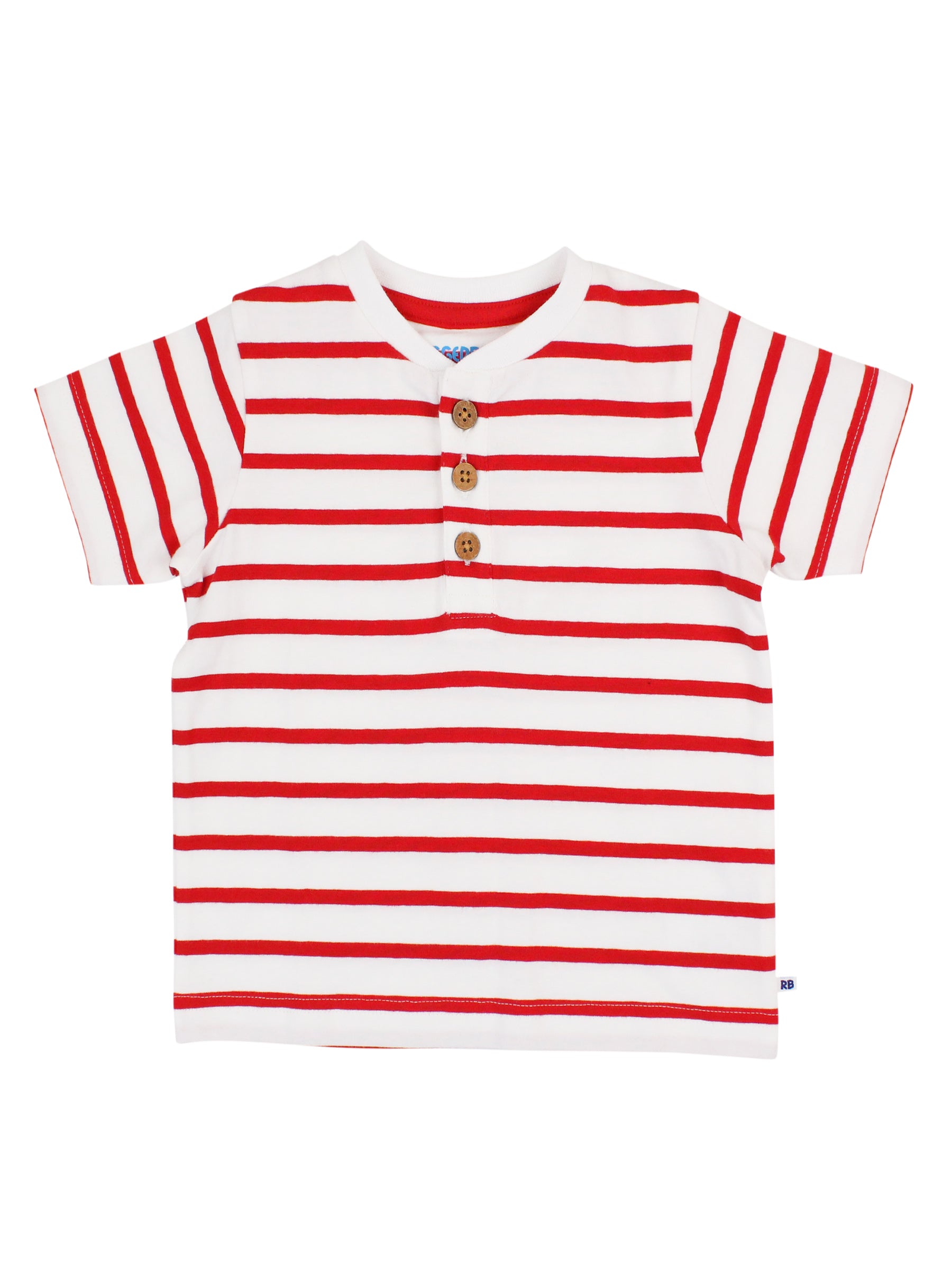 RED & WHITE HENLEY TEE