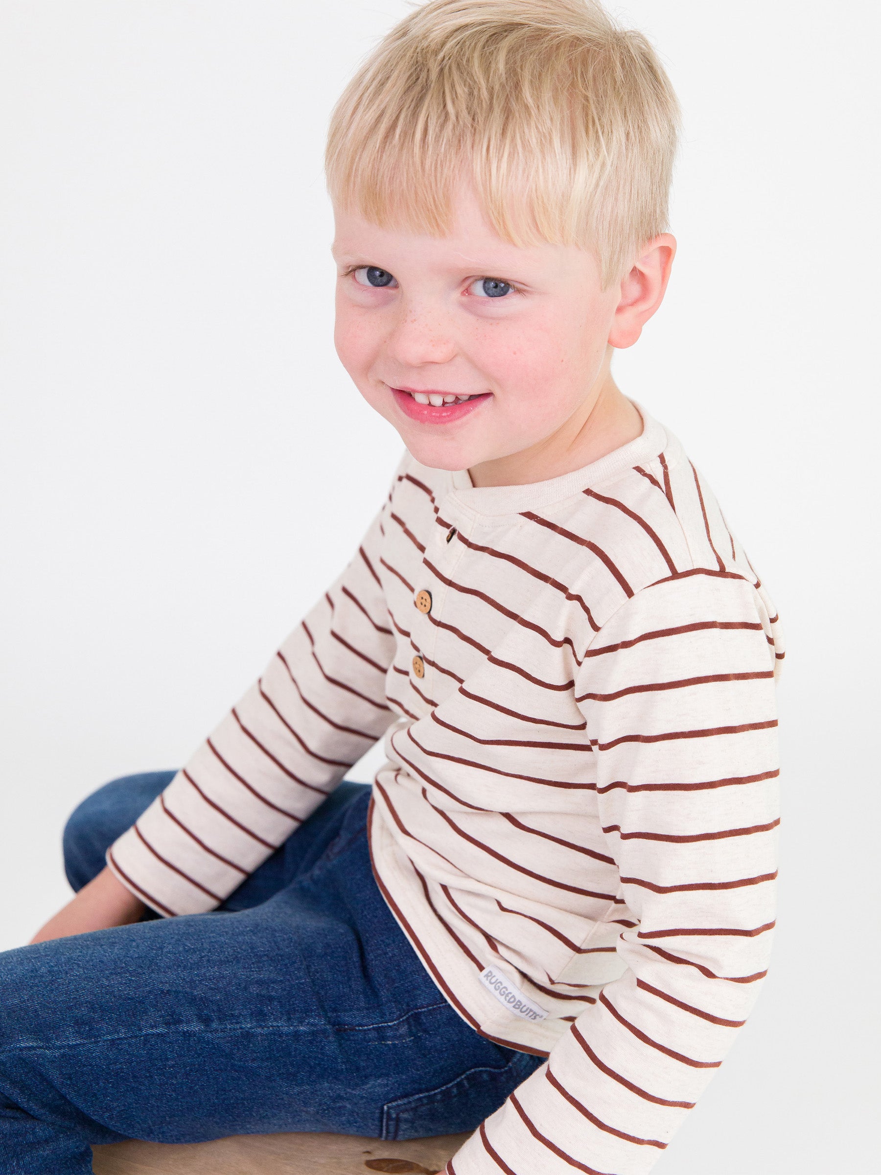 OATMEAL STRIPE LONG SLEEVE HENLEY